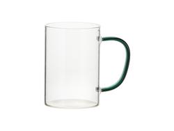 Caneca Vidro 12oz/360ml com Asa Verde (Transparente)