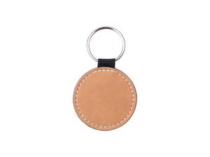 Sublimation PU Leather Key Chain (Brown, Round)