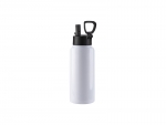 32oz/950ml Sublimation Blank Stainless Steel Water Bottles with Wide Mouth Straw Lid &amp; Rotating Handle (White)