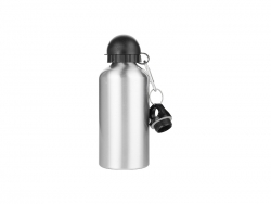 Sublimation Water Bottle 500ml, Silver with Two Caps