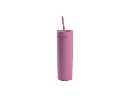 Copo Plástico Dupla Capa 16oz/473ml com Tampa e Canudo (Roxo Claro, Pintado)