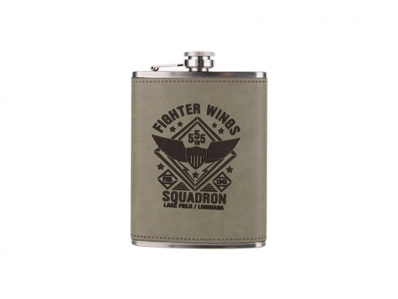 Sublimation 8oz Stainless Steel Hip Flask with PU Cover (Rawhide)