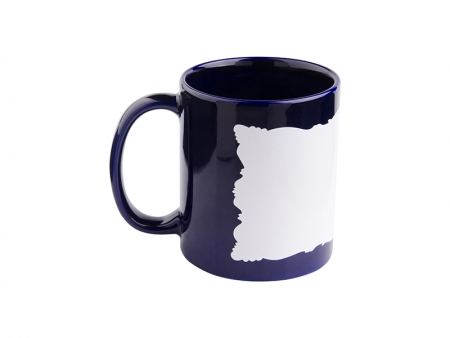 Taza Color Total con Recuadro Mariposa Blanco 11oz (Azul Oscuro)