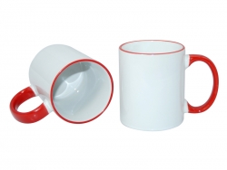 Mug blanc 330 ml avec anse rouge Sublimation Transfert Thermique