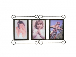 Cadre photo métallique triple 34 x 21 cm couleur laiton Sublimation Transfert Thermique