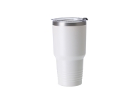 Sublimation Blanks 30oz/900ml Powder Coated Ringneck Grip SS Tumbler with Straw (White, Matt Sub Coating)