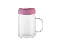 Mason Jar de Cristal 20oz/600ml con tapa de silicona (Transparente, Rosa)