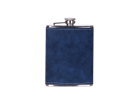 8oz/240ml Stainless Steel Hip Flask with PU Cover (Blue W/ Silver)