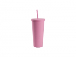 24oz/700ml Double Wall Plastic Tumbler with Straw &amp; Lid (Paint, Pink)