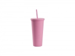 24oz/700ml Double Wall Plastic Tumbler with Straw &amp; Lid (Paint, Pink)