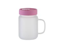 Mason Jar de Vidro 20oz/600ml com Tampa de silicone (Fosco, Rosa)