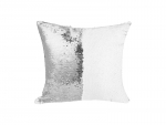 Sublimation Flip Sequin Pillow Cover (White w/ Silver， 40*40cm)