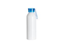 Garrafa Slim Sport Alumínio Branca 25oz/750ml com Tampa azul