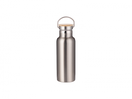 Sublimation 500ml/17oz Portable Bamboo Lid Stainless Steel Bottle (Silver)