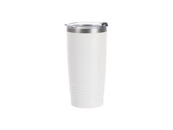 Tumbler Base Mais Fina Inox 20oz/600ml com Canudo Recubrimento em Pó (Branco, Recubrimento Mate Sublimação)Quantidade mínima:500uds