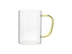 Caneca Vidro 12oz/360ml com Asa Amarelo (Transparente)