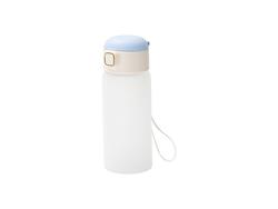 Sublimation 15oz/450ml Frosted Kids Glass Bottle with Light Blue Pop-up Straw Lid