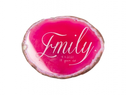 Engraving Agate Coaster (Rose Red)