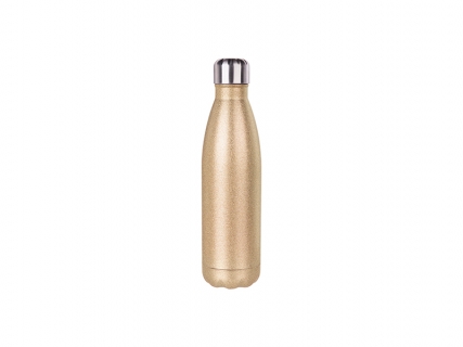 Sublimation 17oz/500ml Glitter Stainless Steel Cola Shaped Bottle (Rose Gold)