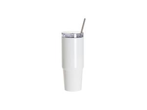 Sublimation Blanks 30oz/900ml Stainless Steel Travel Tumbler with Lid &amp; Straw(White)