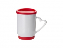 Caneca cerâmica com tampa e base de silicone 12oz/360ml  (Vermelho)