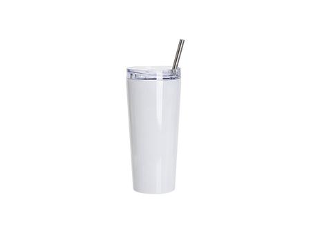 22oz/700ml Sublimation Blanks Stainless Steel Tapered Tumbler with slide waterproof lid &amp; Straw(White)