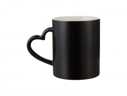 Caneca Mágica 11oz Asa Coração (Semi Brilho, Preto) com caixa branca