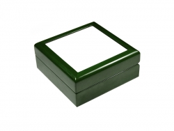 Шкатулка SPH66G ювелирная коробка с керам. шильдой 6х6 зеленая
