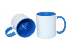 Mug 330 ml avec anse interieur bleu clair Sublimation Transfert Thermique