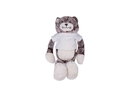 Gato de Peluche 26cm con camiseta (Gris)