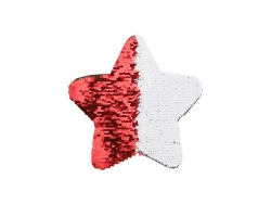 Adesivo Lentejoulas (Estrela, Vermelho com Branco)