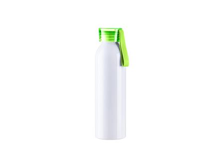 Botella Deportiva Slim Aluminio Blanca 22oz/650ml con Tapa verde clara