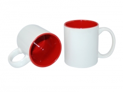 Mug blanc 330 ml avec intérieur rouge Sublimation Transfert Thermique