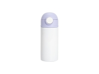 Sublimation Blanks 12oz/360ml Kids Stainless Steel Water Bottle With Plastic Straw & Purple Cap(White)