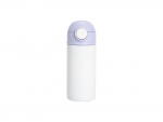 Sublimation Blanks 12oz/360ml Kids Stainless Steel Water Bottle With Plastic Straw &amp; Purple Cap(White)