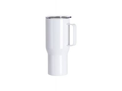 Tumbler Travel Acero Inoxidable 25oz/750ml con Tapa plana transparente y Asa (Blanco) Cantidad mínima 2000pcs