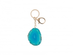 Engraving Agate Keyring (Dark Blue, φ4-7cm)