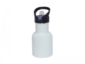 Sublimation 400ml Stainless Steel Water Bottle with Straw Top - White