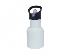 Sublimation 400ml Stainless Steel Water Bottle with Straw Top - White