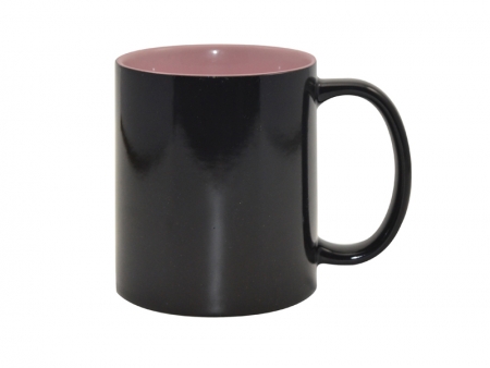 Sublimation 11oz Black Magic Mug (Inner Pink)