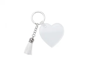 Sublimation Blanks Acrylic Keyring W/ Green Tassel (Round, φ5*0.4