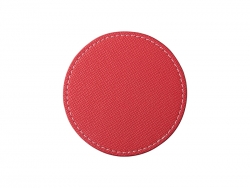 PU Leather Round Mug Coaster (Φ9.5cm,Red)