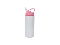 Sublimation Blanks 20oz/600ml White Aluminium Bottle w/ Pink Straw Lid