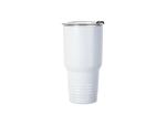 Sublimation Blanks 30oz/900ml Stainless Steel Tumbler w/ Ringneck Grip(White)