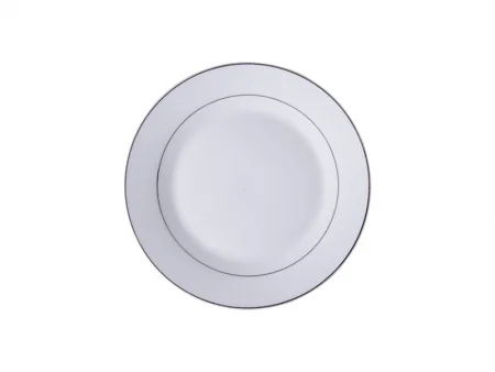 MR.R Sets of 2 Sublimation Blanks White Ceramic Flat Plate with Stand,Porcelain Plates. 10 inch Round Dessert or Salad Plate, Lead-Free, Safe in