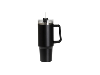 Engraving Blanks 40oz/1200ml Powder Coated Stainless Steel Travel Tumbler with Lid &amp; Straw(Black)