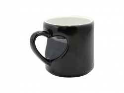 Mug magique Special pour amoureux avec anse coeur pour sublimation – noir