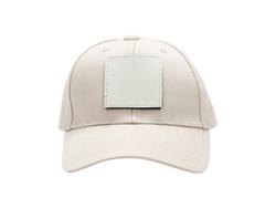 Cotton Cap with 2.5&quot;*2.5&quot; White Square Sub PU Leather Patch (Khaki)