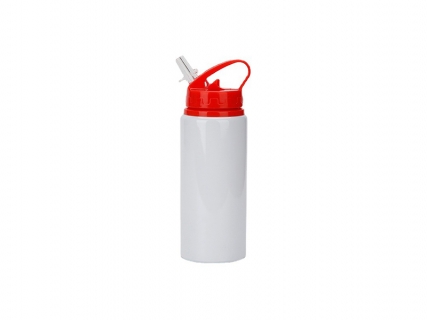 Sublimation Blanks 20oz/600ml White Aluminium Bottle w/ Red Straw Lid