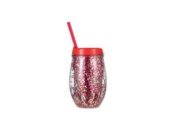 Vaso Plástico Doble Capa 10oz/300ml (Rojo con brillos dorados)